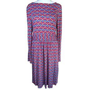 Boden Abigail Dress Size 10 Long Sleeve Jersey Dress Hot Pepper Geo Petal‎ NWT
